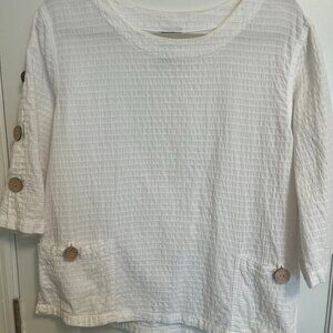 Unique White Cotton Top with Button Details